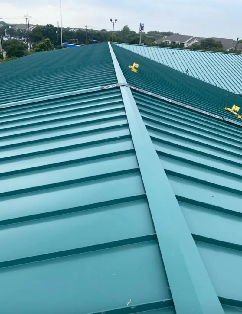 Green commercial metal roof ridge and valley for Metal Roof Repair in Capitola